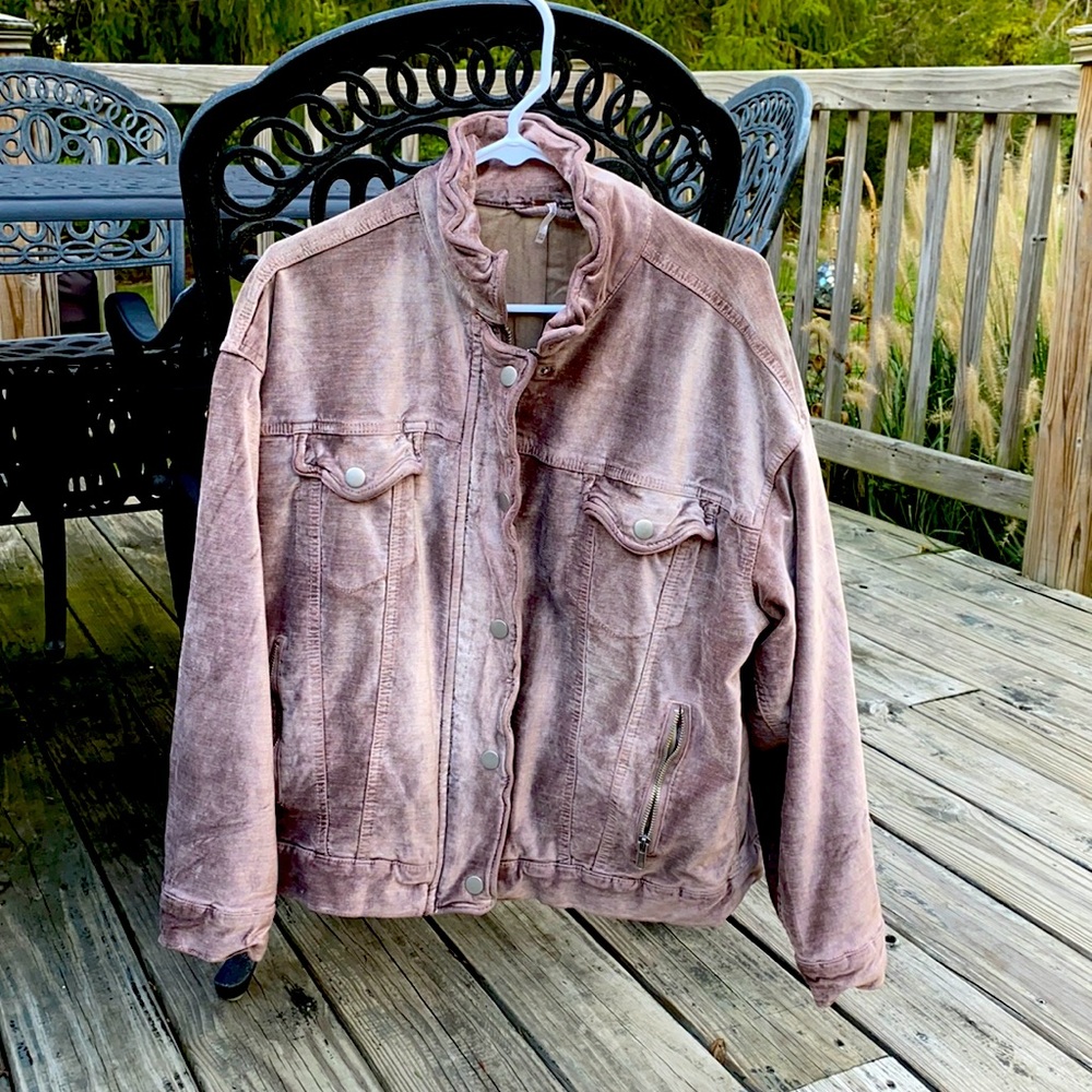 Free people blush velvet bomber jacket